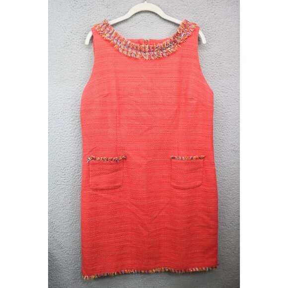 Talbots Orange Clay Tweed Sleeveless Dress-Size 16-Pockets-Lined-Office - Picture 1 of 12